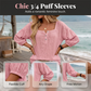 Women's 3/4 Sleeve Square Neck Linen Blouse