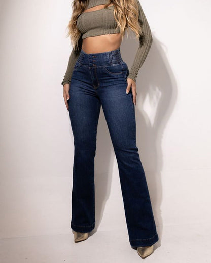 👖 Stretch High-Waist Flare Jeans – Gentle tummy support that hugs your curves. Soft stretch denim, easy to move in. Flattering for every shape. 👵🌸