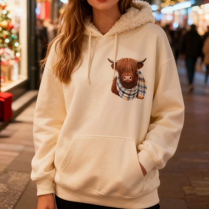🐮 50% OFF!!🎁Cute Highland Cow Cozy Fleece-Lined Hooded Sweatshirt