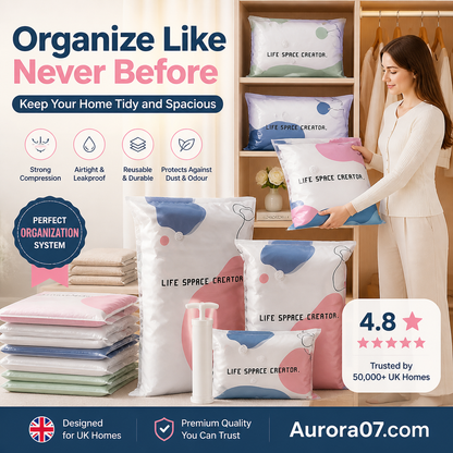 ⏰⌛Buy 5 Get 5 Free🧳No‑Pump Vacuum Storage Bags – Press & Seal, No Pump Needed. Saves 80% Space, Keeps Clothes Dry & Dust‑Free