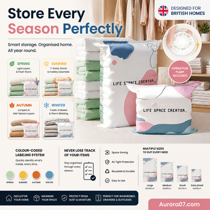 ⏰⌛Buy 5 Get 5 Free🧳No‑Pump Vacuum Storage Bags – Press & Seal, No Pump Needed. Saves 80% Space, Keeps Clothes Dry & Dust‑Free