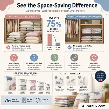 ⏰⌛Buy 5 Get 5 Free🧳No‑Pump Vacuum Storage Bags – Press & Seal, No Pump Needed. Saves 80% Space, Keeps Clothes Dry & Dust‑Free
