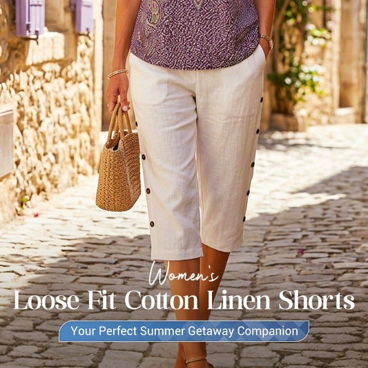 Women's Loose Fit Cotton Linen Shorts