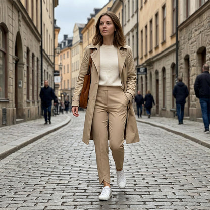 🍃Women's Elastic High-Waist Pants - Secure Pockets, Slim Fit