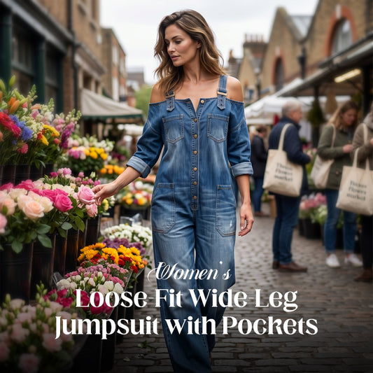 Limited-time offer-Loose Fit Wide-Leg Overall Jumpsuit with Pockets