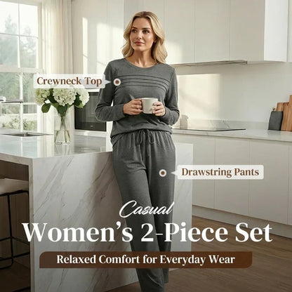 🥳💞50K+ SOLD⏳Limited-time 60% off⏰Women's Crew Neck Top & Drawstring Pants Set👚👖