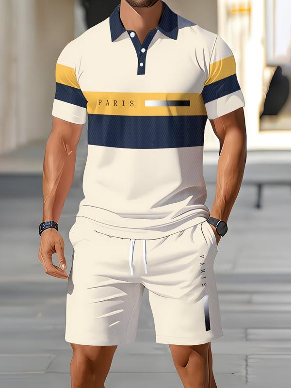🛒FREE SHIPPING🔥Men's Short Sleeve Casual Set, Summer Beach Fashion Sport Wear, Plaid Pattern, Slim-Fitting, Above the Knee