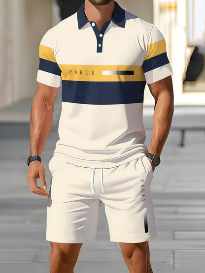 🛒FREE SHIPPING🔥Men's Short Sleeve Casual Set, Summer Beach Fashion Sport Wear, Plaid Pattern, Slim-Fitting, Above the Knee