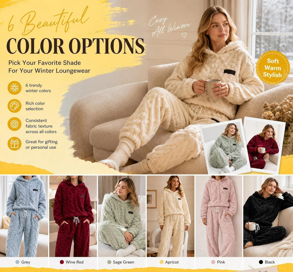 Embossed Geometric Plush Set – Warm embossed plush matching set, trendy & cozy for cold days🍂👚