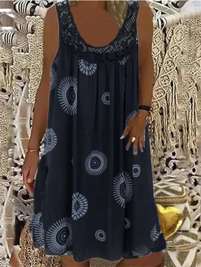⏳Time-Limited Special⏰Women Summer O-Neck Sleeveless Print Dress