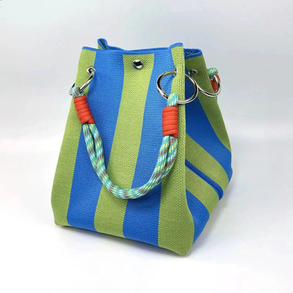 🏆👜 Limited-Time Sale: 50% OFF 🌴 Boho Striped Knit Bucket Handbag for Women – Handmade Summer Beach Shoulder Bag