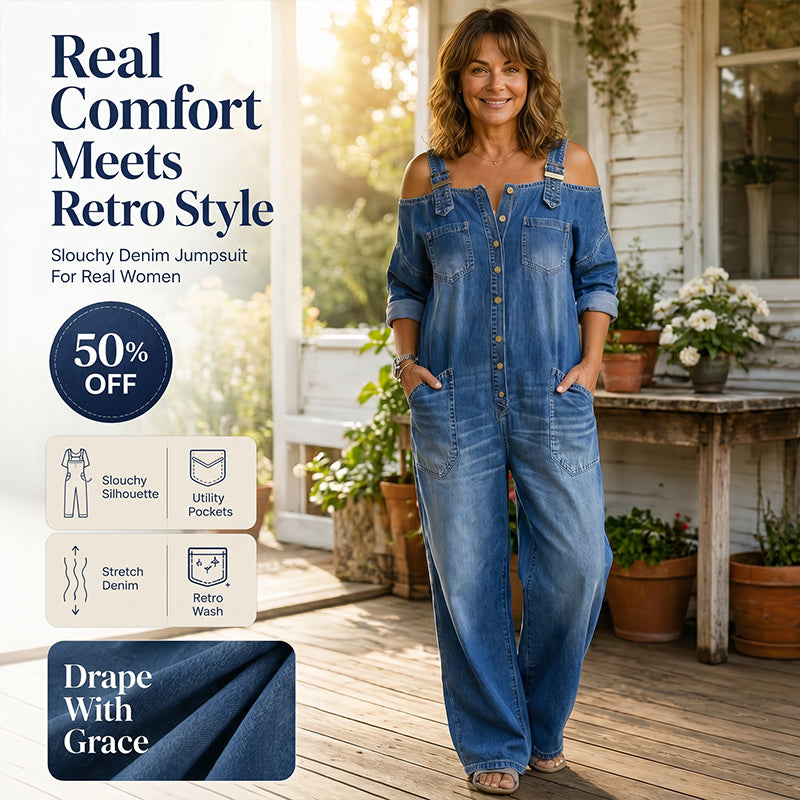 🔥Limited-time offer-Loose Fit Wide-Leg Overall Jumpsuit with Pockets