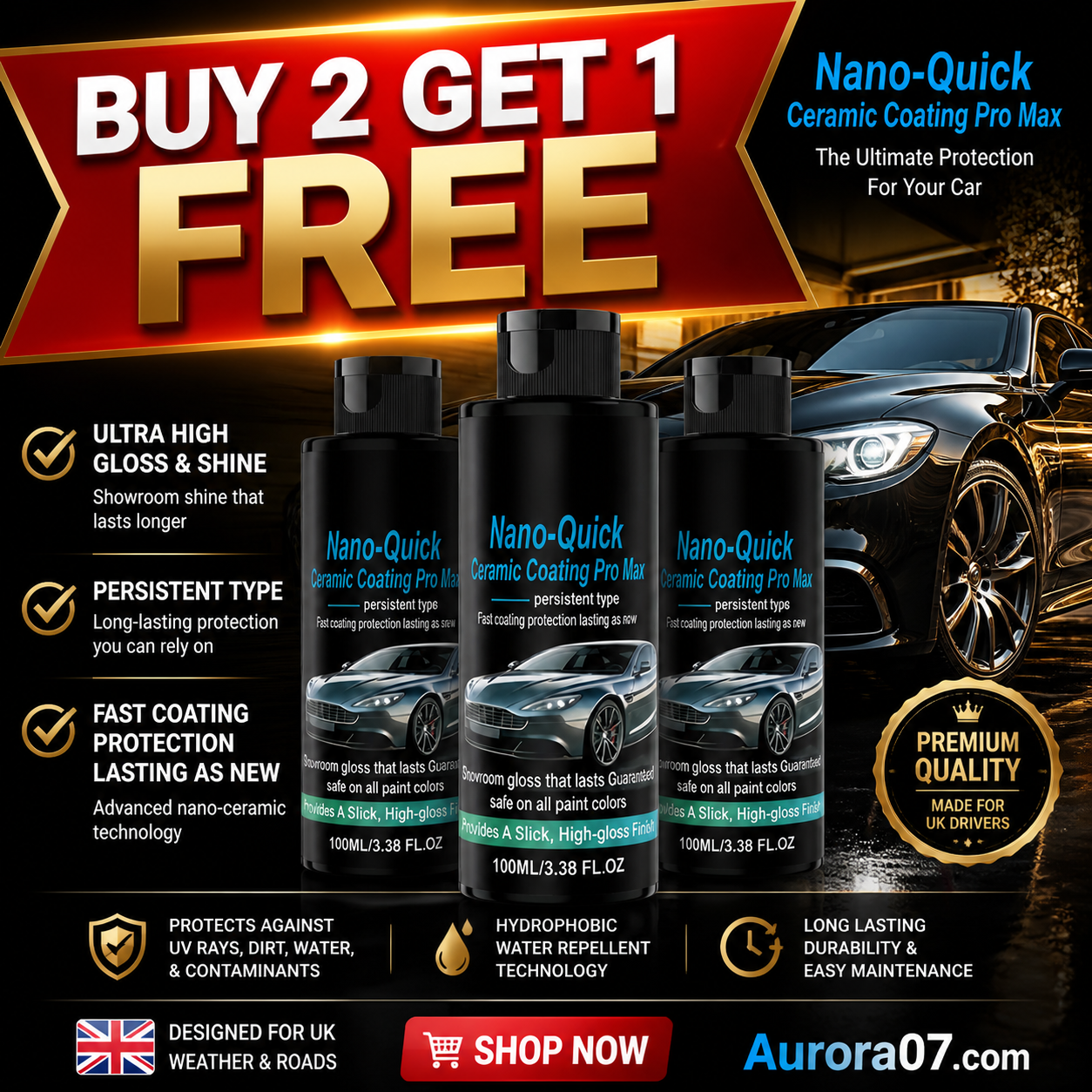 💐50% OFF! High-Gloss Nano Ceramic Spray – Mirror Shine & Long-Lasting Protection ✨🚗【Limited Offer】