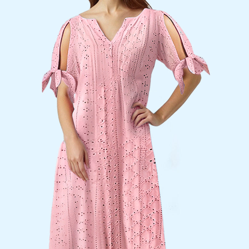 💃Women's Elegant V-Neck Hollow-Out Solid Dress