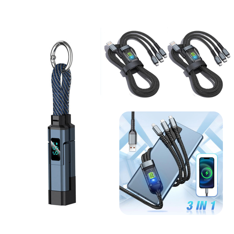 🔥HOT SALE50% OFF🔥4-in-1 Digital Display Keychain Charging Cable