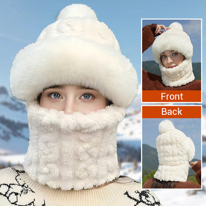 🔥🎅Christmas Hot Sale✨🎁55% OFF!!!⚡Women's Winter Warm Windproof Plush Scarf Hat❄️✨