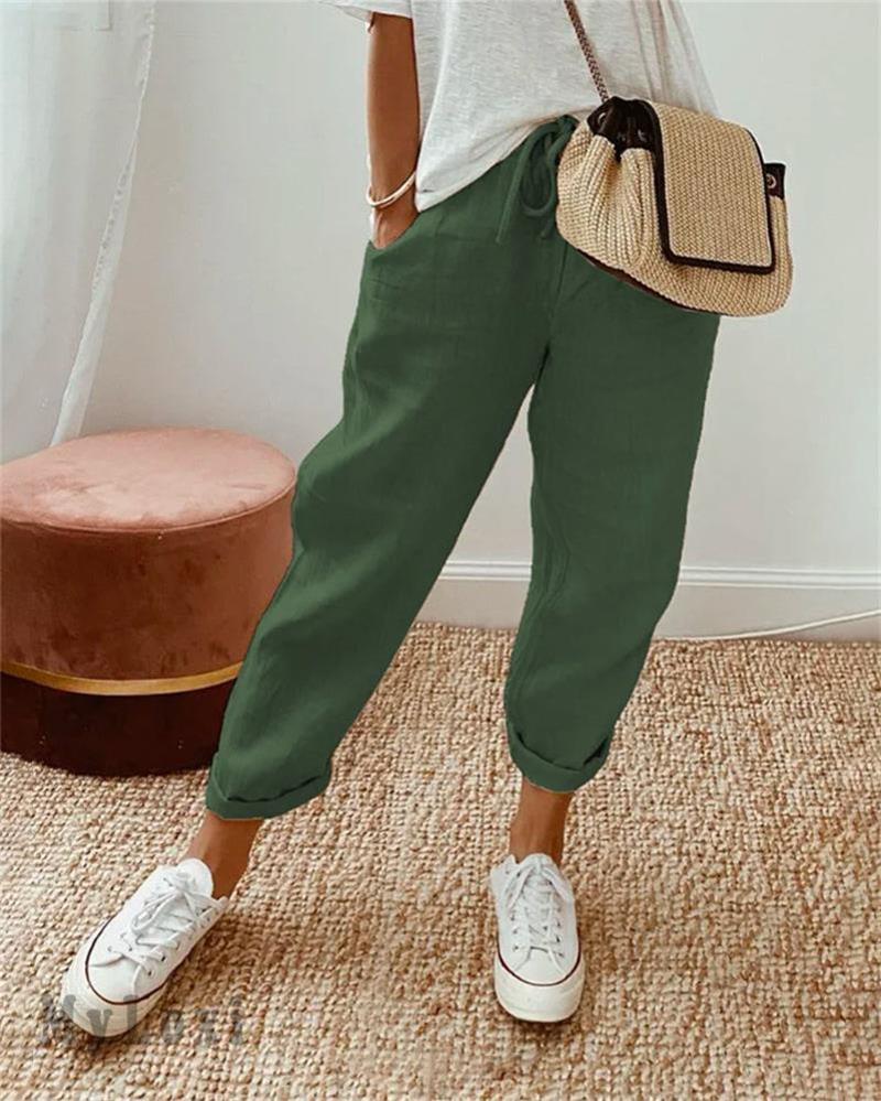 🦋 Ankle-Length Cotton Linen Pants – Breathable, elegant & kind to skin. High-waisted fit flatters every shape. A little treat for yourself or a thoughtful gift