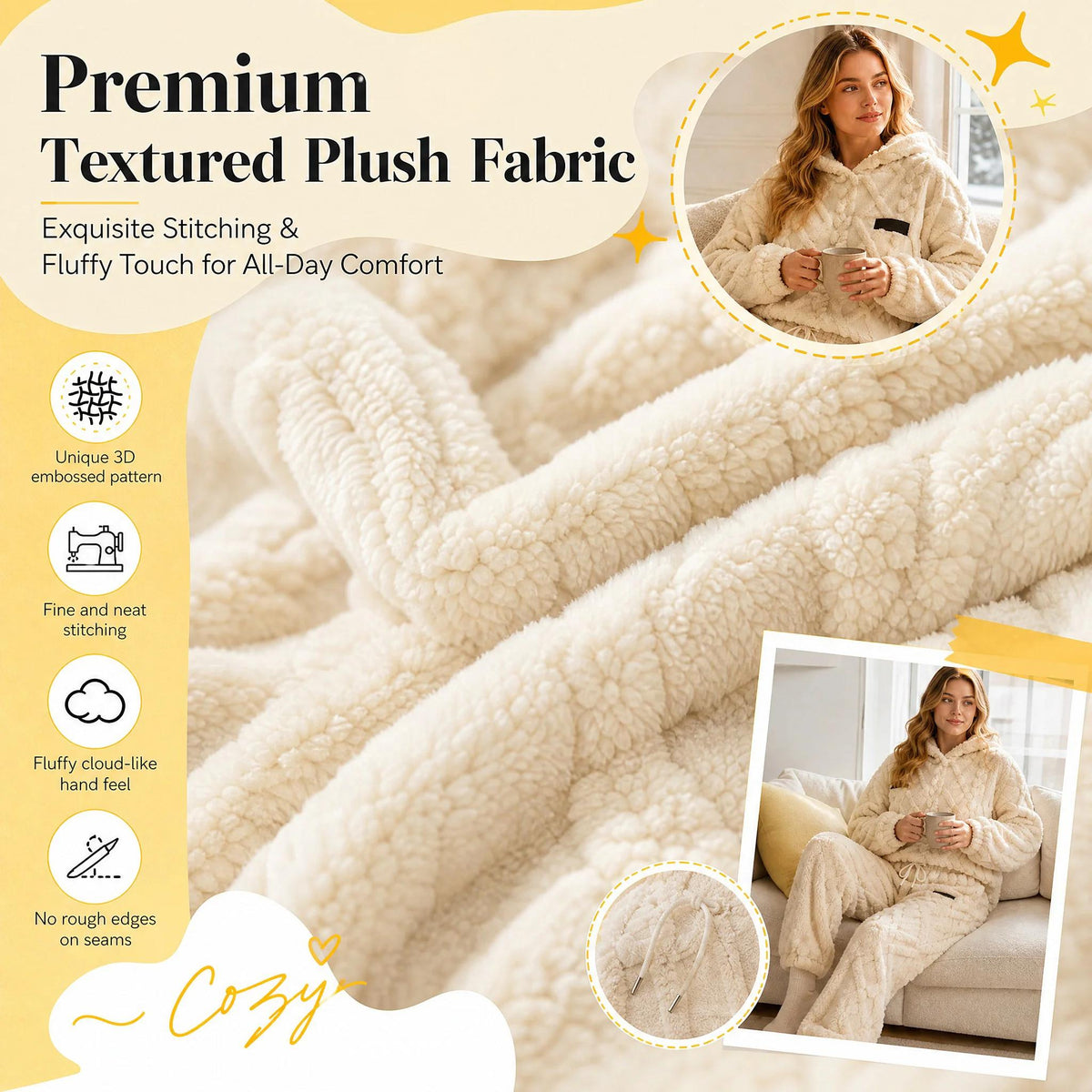 Embossed Geometric Plush Set – Warm embossed plush matching set, trendy & cozy for cold days🍂👚