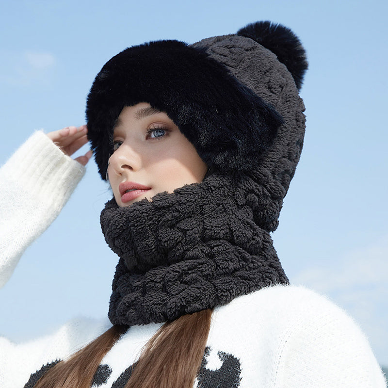 🔥🎅Christmas Hot Sale✨🎁55% OFF!!!⚡Women's Winter Warm Windproof Plush Scarf Hat❄️✨