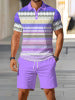🛒FREE SHIPPING🔥Men's Short Sleeve Casual Set, Summer Beach Fashion Sport Wear, Plaid Pattern, Slim-Fitting, Above the Knee