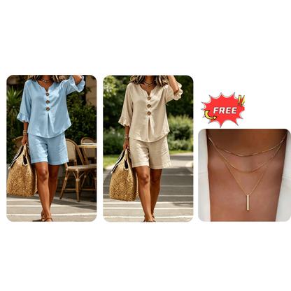 Women's Casual Cotton Two-Piece Outfit