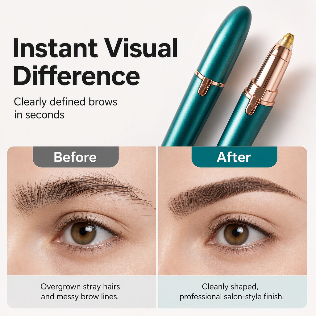 Electric Eyebrow Trimmer Pen with Built-in LED Light and USB Rechargeable Design