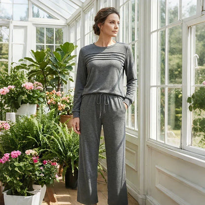 🥳💞50K+ SOLD⏳Limited-time 60% off⏰Women's Crew Neck Top & Drawstring Pants Set👚👖
