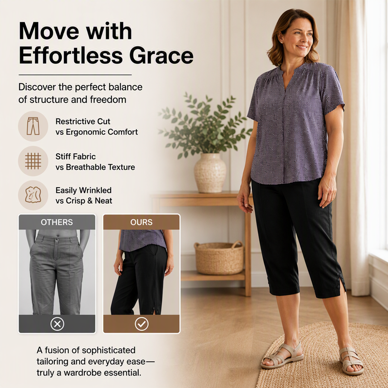 ⏳Time-Limited Special⏰Women's Casual Solid Color Pocket Capri Pants