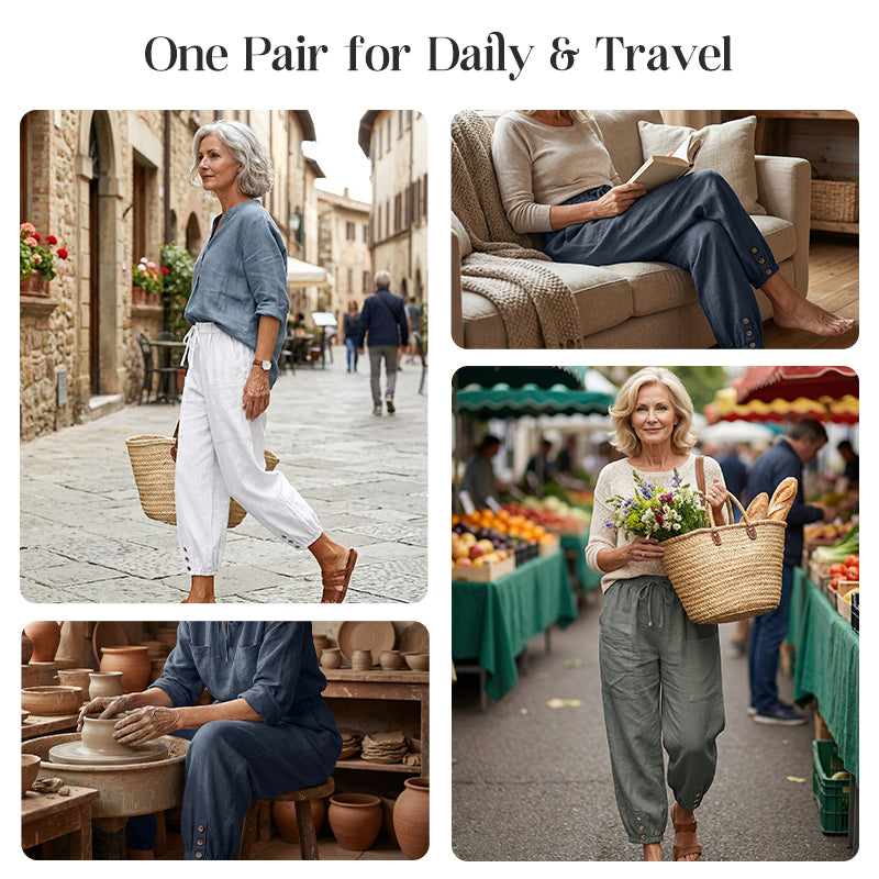 💎 2026 New Women's Summer Cotton Linen Wide-Leg Pants – Breathable, Wrinkle-Free & Relaxed Fit 🍃