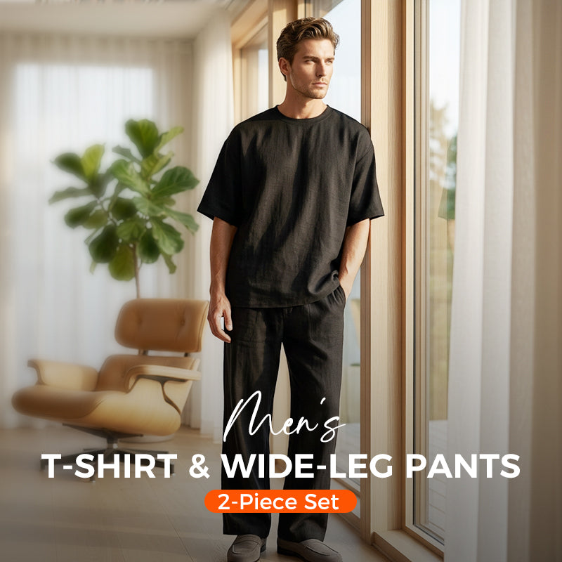 🎁 LIMITED-TIME 50% OFF! 👔 Men's T-Shirt & Wide-Leg Pants 2-Piece Set – Trendy, Comfortable & Ready-to-Wear 💥