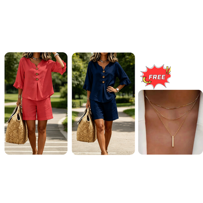 Women's Casual Cotton Two-Piece Outfit