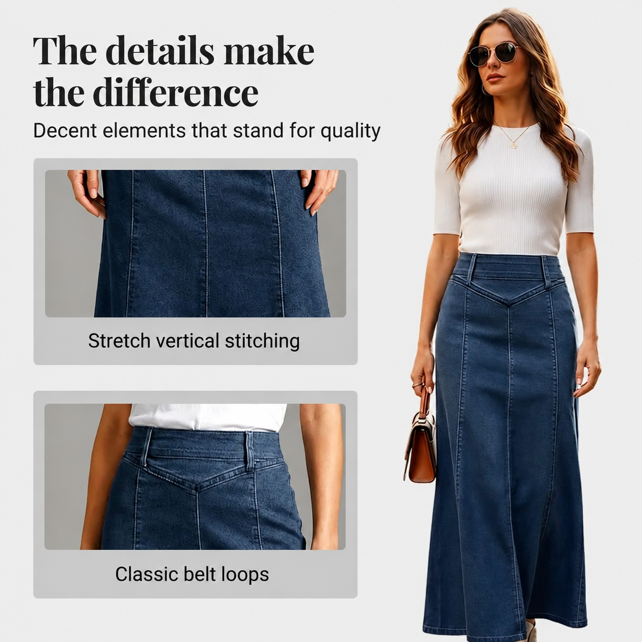 ⏳Time-Limited Special⏰Women's High‑Waist A‑Line Denim Maxi Skirt – Flattering 👗