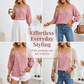 Women's 3/4 Sleeve Square Neck Linen Blouse