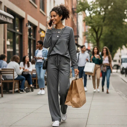 🥳💞50K+ SOLD⏳Limited-time 60% off⏰Women's Crew Neck Top & Drawstring Pants Set👚👖