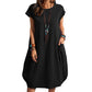 Women's Cotton Linen Loose Casual Pocket Dress