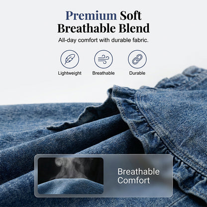 🥳2026 HOT SALE🥳💞50K+ SOLD!👵☀️ 50% OFF! Open-Front Denim Jacket – No buttons, easy on/off. Flattering ruffle trim, breathable fabric. Classic blue wash. A versatile wardrobe staple. 🌿✅