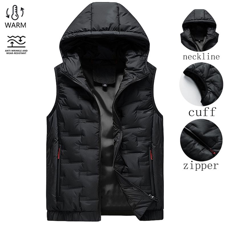 🍂 Easy Layering Comfort | Men's Hooded Front-Zip Insulated Vest