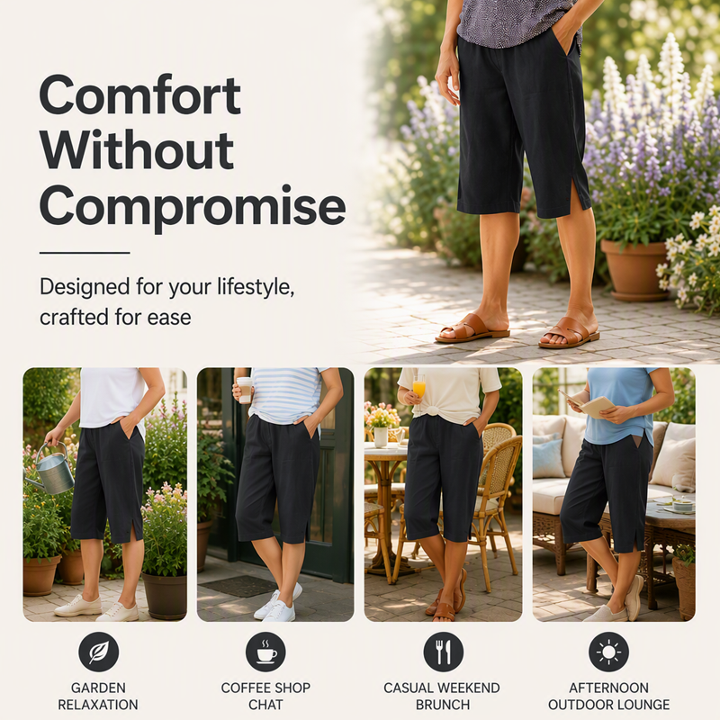 ⏳Time-Limited Special⏰Women's Casual Solid Color Pocket Capri Pants