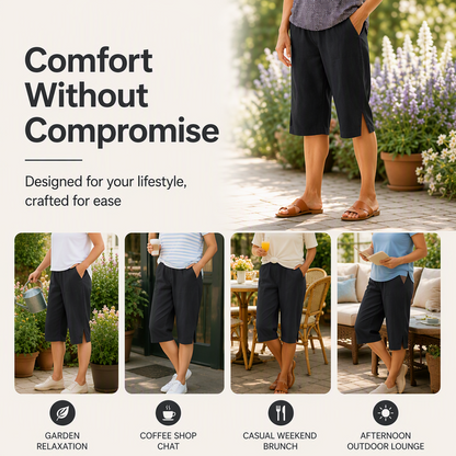 ⏳Time-Limited Special⏰Women's Casual Solid Color Pocket Capri Pants
