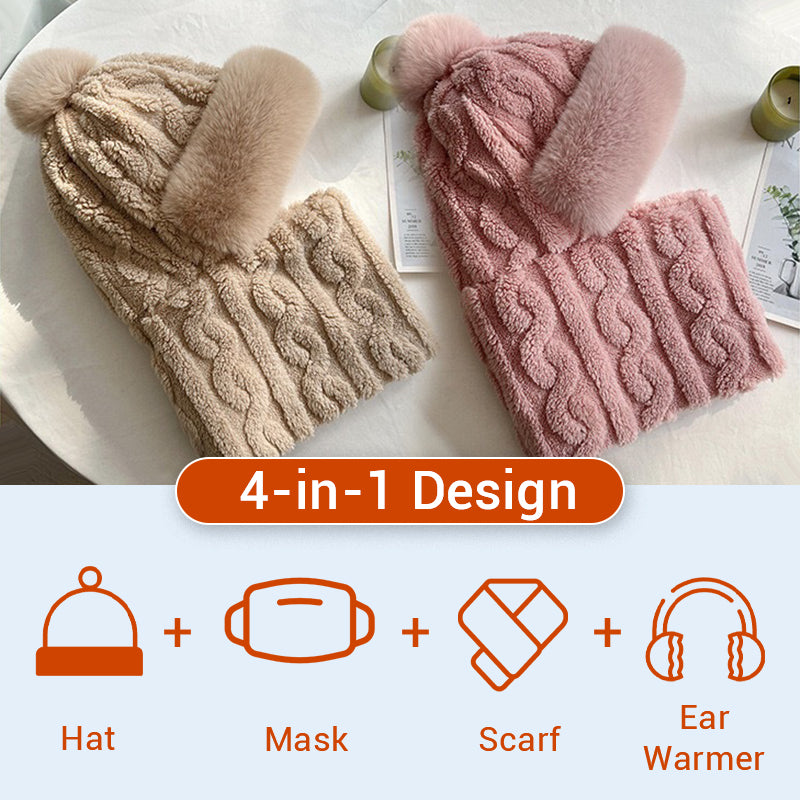 🔥🎅Christmas Hot Sale✨🎁55% OFF!!!⚡Women's Winter Warm Windproof Plush Scarf Hat❄️✨
