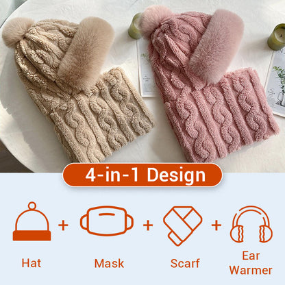 🔥🎅Christmas Hot Sale✨🎁55% OFF!!!⚡Women's Winter Warm Windproof Plush Scarf Hat❄️✨