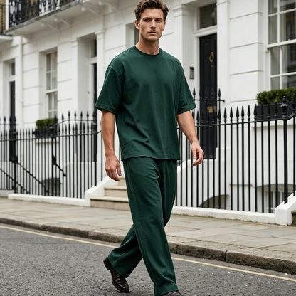 🎁 LIMITED-TIME 50% OFF! 👔 Men's T-Shirt & Wide-Leg Pants 2-Piece Set – Trendy, Comfortable & Ready-to-Wear 💥