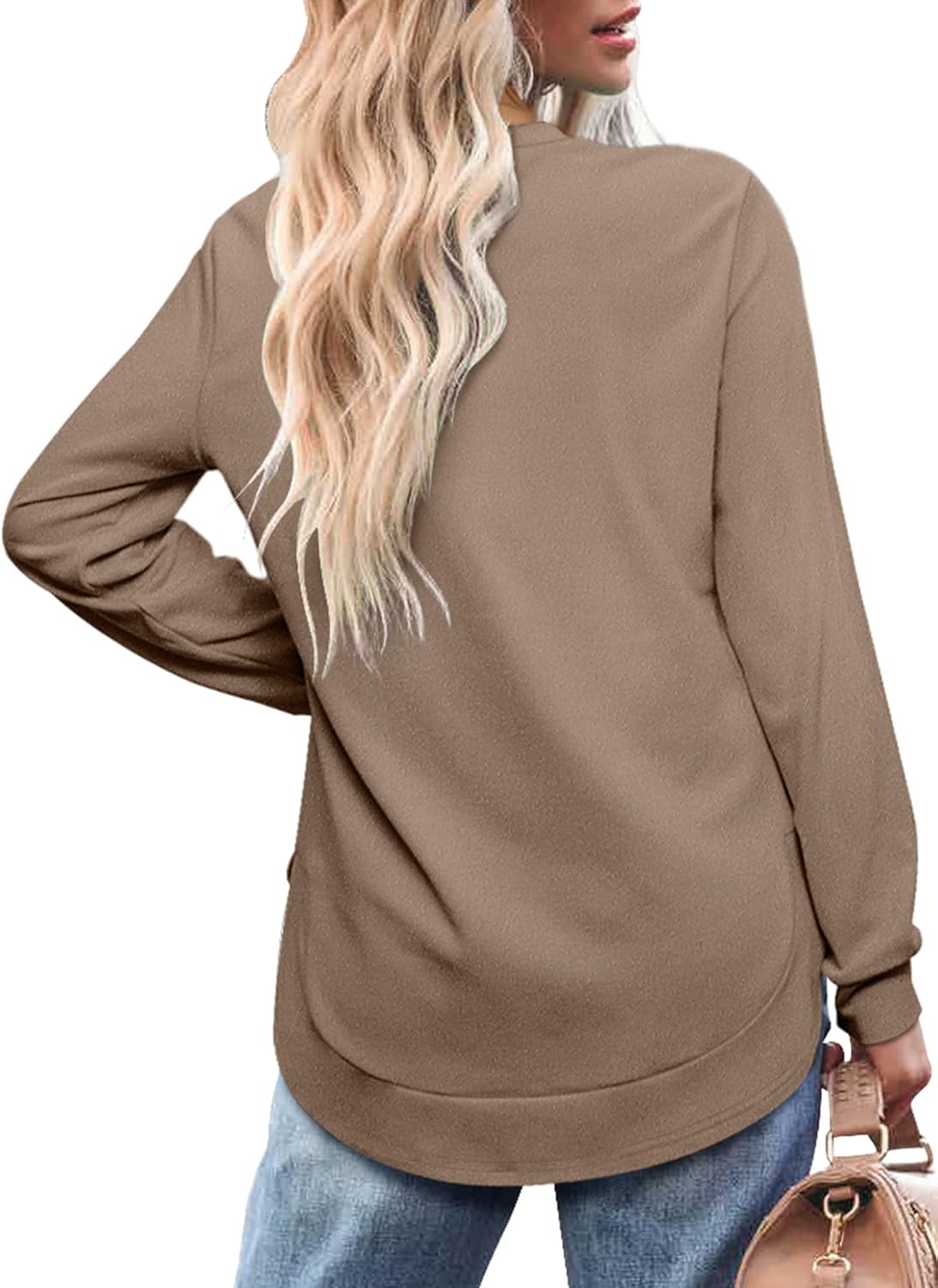 💖2026 Autumn’s Sale 70% OFF✨🍂Women's Sweatshirt Crewneck Long Sleeve Shirts High Low Tops Curved Hem