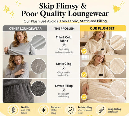 Embossed Geometric Plush Set – Warm embossed plush matching set, trendy & cozy for cold days🍂👚