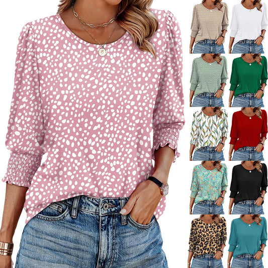 ⏰Limited Time Sale-50% OFF🏖️Womens 3/4 Sleeve T-Shirts Cute Crewneck Tees Blouses