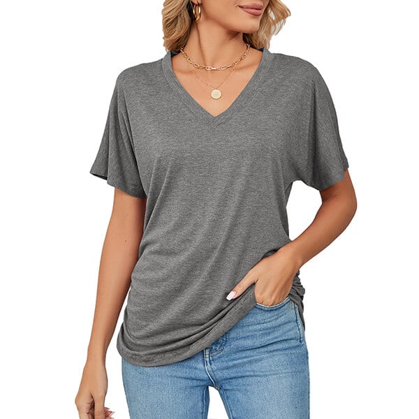 ⏳ Limited time 50% off! 💥V-Neck Solid Color Loose Ladies Tops（The more you buy, the higher the discount）