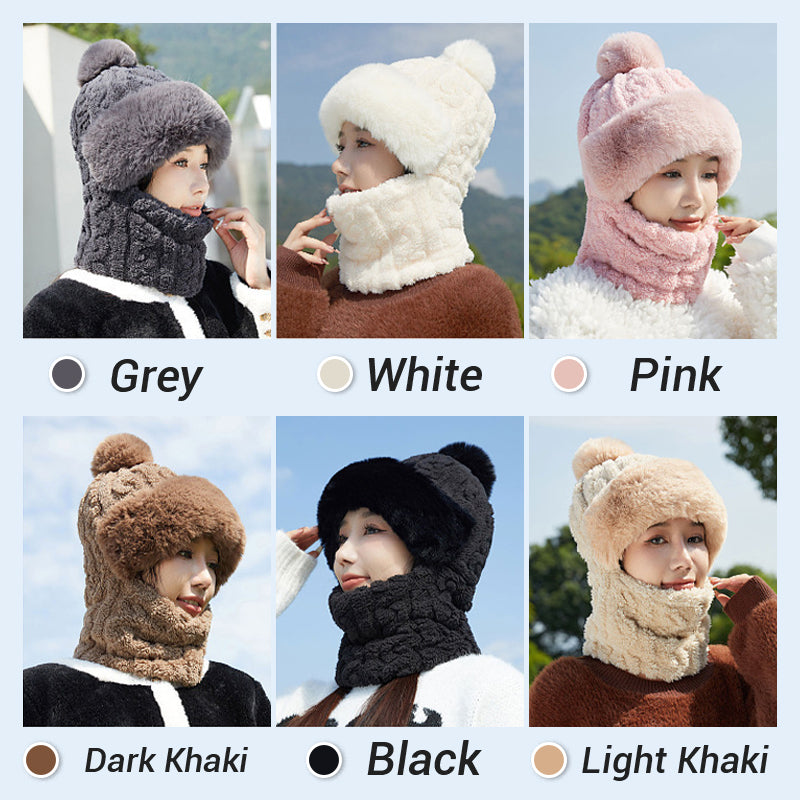 🔥🎅Christmas Hot Sale✨🎁55% OFF!!!⚡Women's Winter Warm Windproof Plush Scarf Hat❄️✨