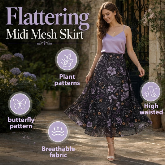 Women's High-Waisted Mesh A-Line Skirt