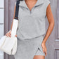 Women’s 2-Piece Tennis Skort Set – Sleeveless Half-Zip Top & Athletic Skirt Outfit | Casual Summer Activewear