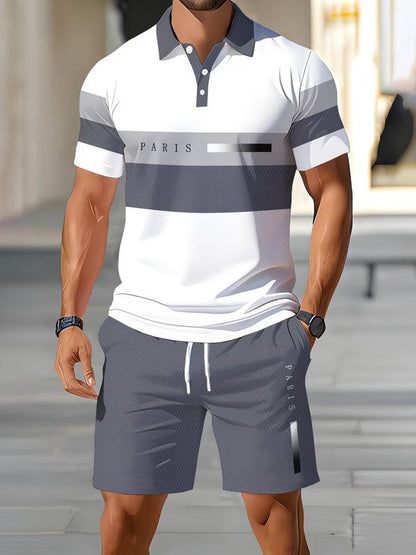 🛒FREE SHIPPING🔥Men's Short Sleeve Casual Set, Summer Beach Fashion Sport Wear, Plaid Pattern, Slim-Fitting, Above the Knee